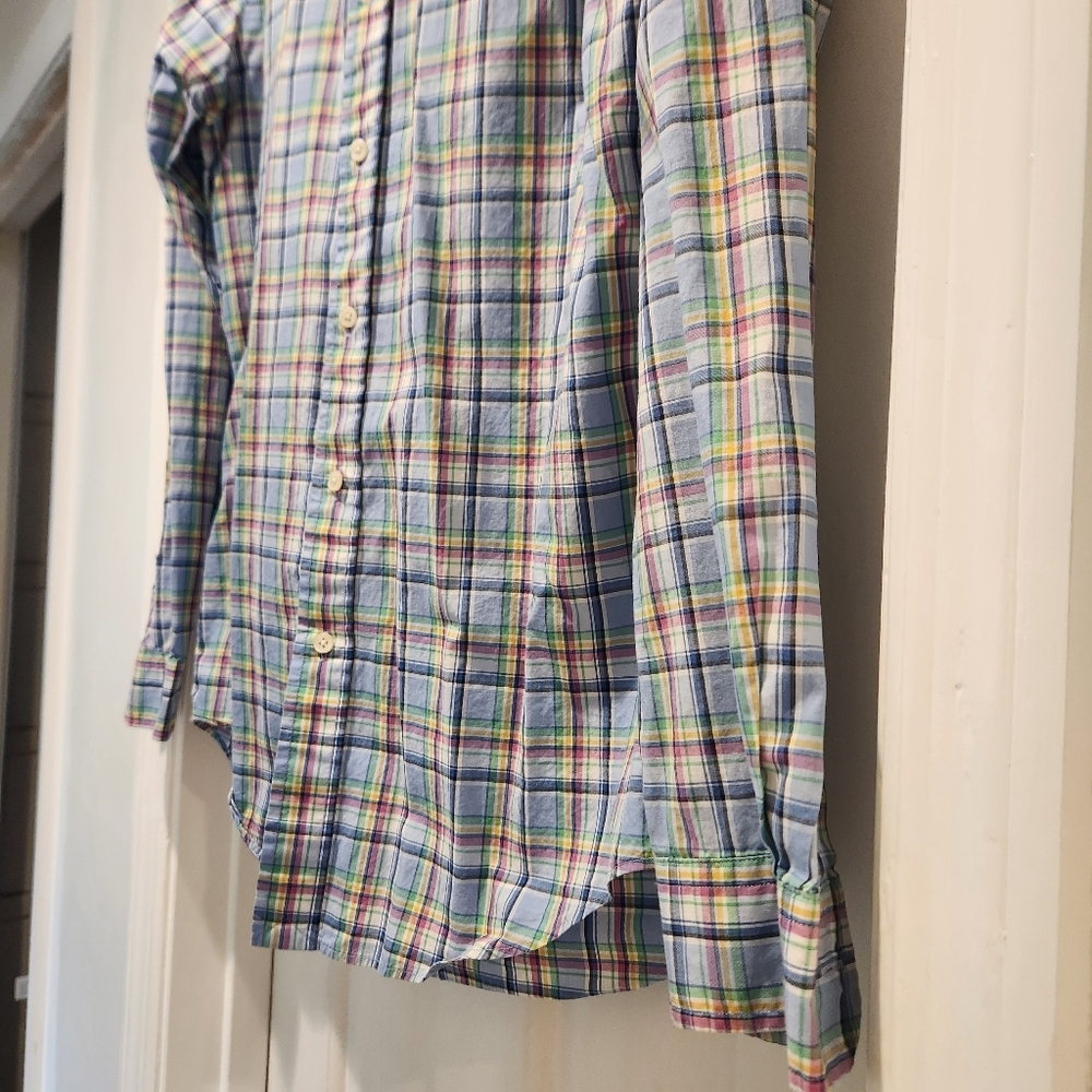 Ralph Lauren Plaid Button Down Shirt Mens Small Colorful Navy Pony Logo - Picture 4 of 7